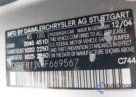 2005 Mercedes-Benz C 240 Luxury 4Matic z USA, uszkodzony, nr VIN WDBRF81JX5F669567